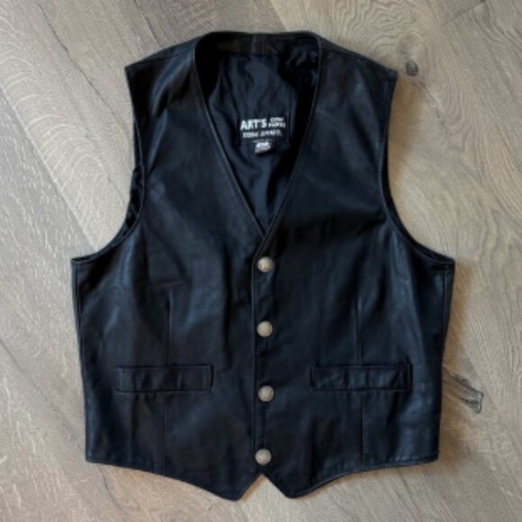 Black Leather Vest for Men - Picture 1 of 7